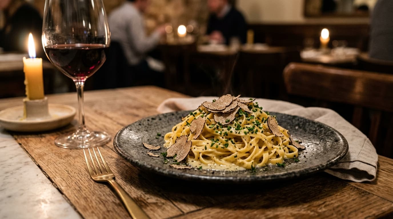 Artisan truffle pasta special transformed into table-booking ads